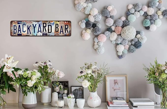 Backyard Bar Vintage Metal Tin Sign - Rustic Outdoor Wall Art for Patio, Garden, Man Cave, Pub Décor - 4x16 Inch