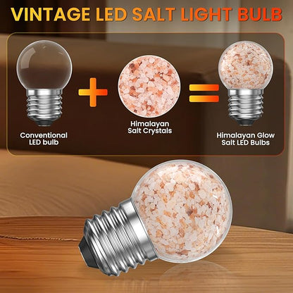 Lustaled 3W LED Salt Lamp Light Bulbs E26 LED Bulb 2200K Warm Amber Light Bulbs, G45 Himalayan Salt Light Bulb, Non-dimmable Night Light Bulbs for Mood Decorative Lighting,Living Room,Bedroom -2pack