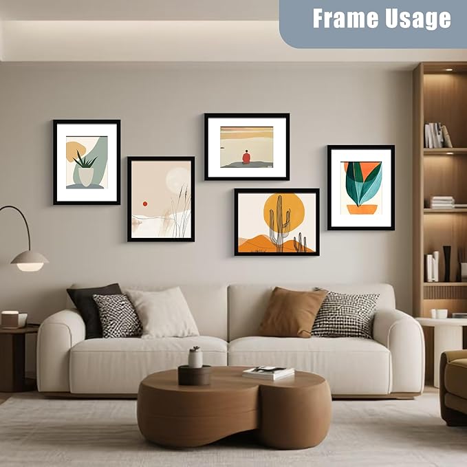 BESCRCL 12x16 Picture Frame Black Set of 6, Diamond Art Painting Frames Display Photo 8.5x11 or 12 x 16 without Mat, Wall Hanging Frame with Plexiglass