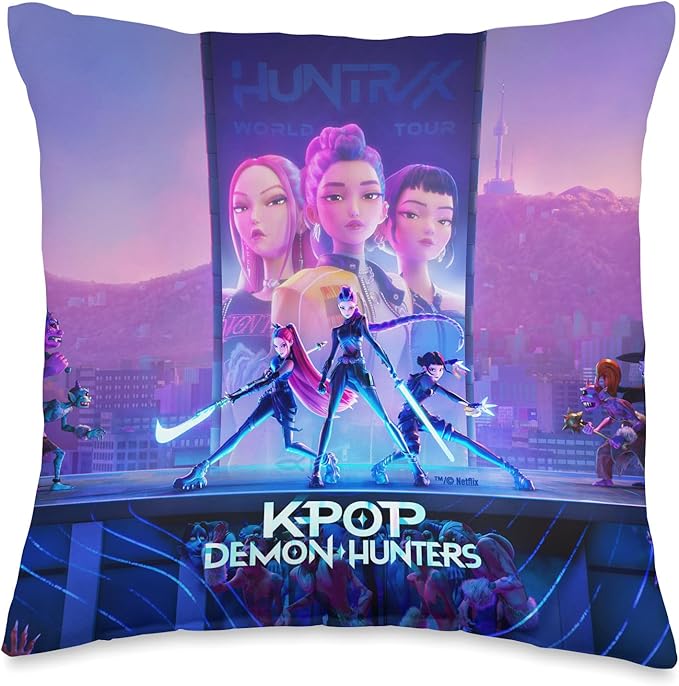 Kpop Demon Hunters HUNTR/X Key Art Officially Licensed Throw Pillow