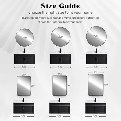 CULER White Bathroom Wall Mirror,24 x 36 Inch Rectangle Vanity Modern Tempered Glass Mirror for Bedroom,Living Room,Entryway