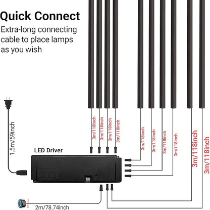 HAMRVL Black Wall Panel Lights - 10pcs 3000K Warm White Slat Wall Lights with Touch Control, Dimmable Self-Adhesive LED Recessed Lighting for Wood Slat Wall Panel, Media Wall, Bedroom, Living Room