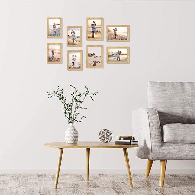5x7 Picture Frame, Composite Wood Photo Frame with Perspex Glass for Vertical or Horizontal Tabletop Wall Display for Photos, Paintings, Posters, Artwork, Birthday Christmas Gift, Set of 4