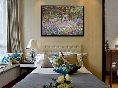 Irises in Monet's Garden, 1900 by Claude Monet - Large Canvas Art Wall Decor Painting Print Framed -24" x 36"
