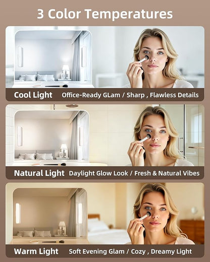 EZVALO 2 Pack Wireless Makeup Light, Rechargeable Vanity Lights for Mirror with 3 Color Modes, Stepless Dimming, Touch Control & Adjustable Angle, Cordless Bathroom Mirror Light, Gift for Women