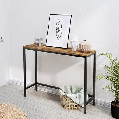 Timberer 39.4” Console Table, Hallway Entrance Table Sofa Table Behind Couch, for Living Room, Entryway, Easy Assembly, Accent Table, Rustic Brown