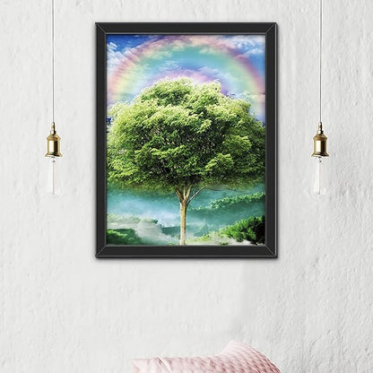 Four Seasons Tree 3D Poster Wall Art Decor Print ，Beautiful Nature Scene of Changing Four Seasons Spring Summer Fall Winter Scenery Mural，Optical Illusion Flipping Images and Holographic Pictures
