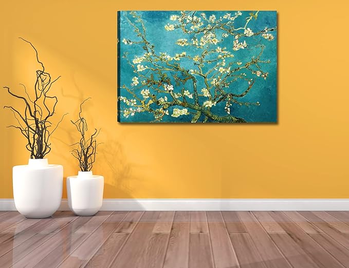 Vincent Van Gogh Canvas Wall Art, Almond Blossom Tree Classic Painting, Famous Artwork Picture Poster Print Wall Decor for Living Room Bedroom Office - 24"x36"