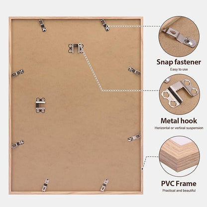 Fixwal 12x16 Poster Frame Set of 6 with Shatter Resistant Plastic Glass, Thin Border and Light Weight Photo Frames for Wall Decor Diamond Art, Gift for Mother's Day, Father's Day, Natural