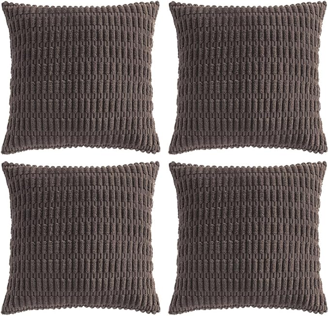 Fancy Homi 4 Packs Decorative Throw Pillow Covers for Living Room Couch Bed, Modern Farmhouse Boho Home Décor Accent Cushion Case, 12" x 12", Dark Brown