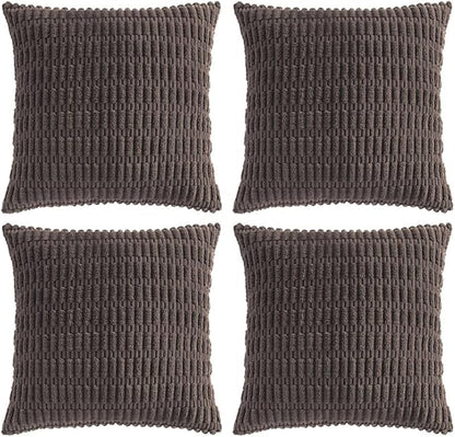 Fancy Homi 4 Packs Decorative Throw Pillow Covers for Living Room Couch Bed, Modern Farmhouse Boho Home Décor Accent Cushion Case, 22" x 22", Dark Brown