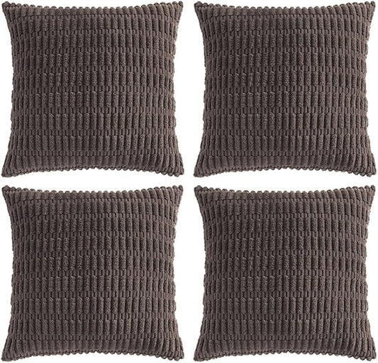 Fancy Homi 4 Packs Decorative Throw Pillow Covers for Living Room Couch Bed, Modern Farmhouse Boho Home Décor Accent Cushion Case, 28" x 28", Dark Brown