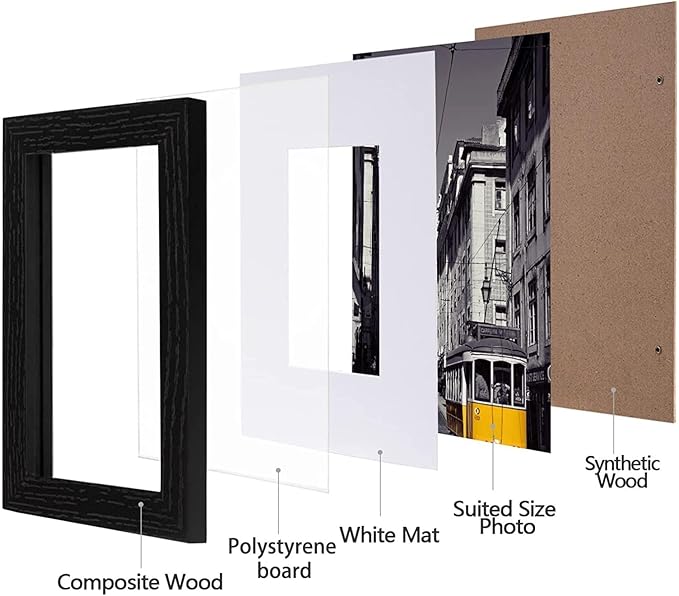 eletecpro 4x6 Picture Frames Set of 10, Picture Frame Collage Wall Decor Display 3.5x5 Photo With Mat or 4x6 without Mat, Home Decor Gallery Frame for Table Top or Wall Mounting, Black