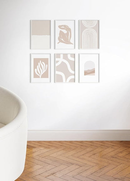 HAUS AND HUES 12x18 White Aluminum Frame Set of 6 - Vertical & Horizontal Hanging, Shatterproof Plexiglass (12x18 in, White)