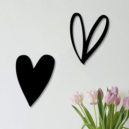 Vineland Metal Heart Wall Art Decor, Black Minimalist Wall Sculptures for Living Room Bedroom Bathroom Kitchen Decorations, Housewarming Valentine's Day Gifts, 5.9x7.8 Inches, Set of 2