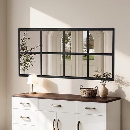 DUMOS Wall Mirror 24" x 36", Rectangle Window Pane Decorative Mirror, Metal Framed Wall Mounted Mirror for Bathroom, Bedroom, Entryway, 1 Pack