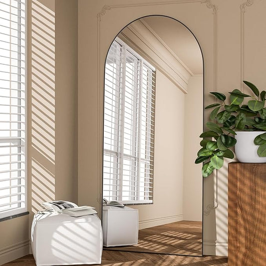 Full Length Mirror 71"x25" Arch Mirror Floor Mirror with Stand Wall Mirror Black Arched Full Body Mirror Standing Hanging or Leaning Against Wall Bedroom Mirrors for Entry, Living Room