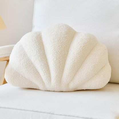 Lfsaaj Beige Seashell Throw Pillows, Shell Shaped Throw Pillows, 13 Inch Soft Home Decorative Pillow Plush Cushion for Bed Couch Living Sofa Room Decor Accent Throw Pillow