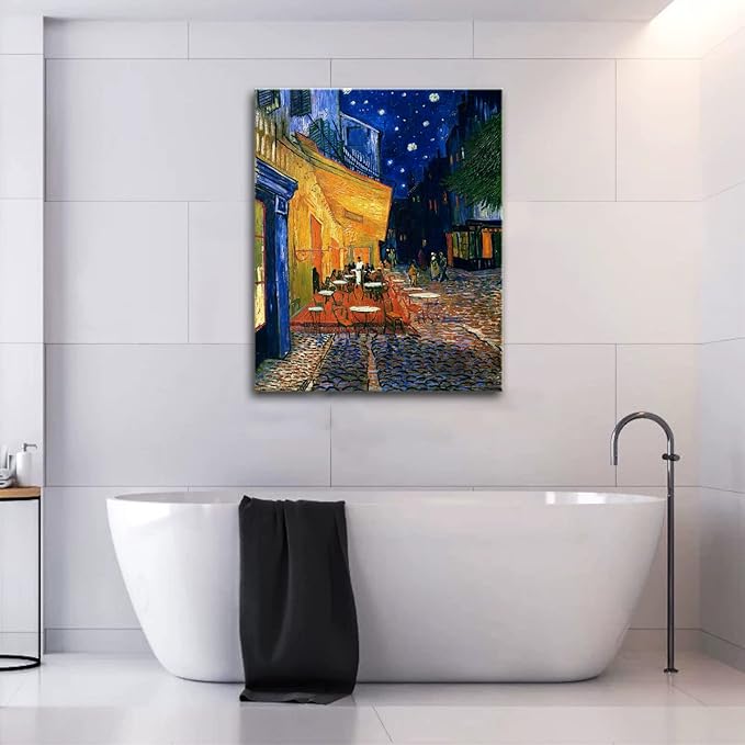 dgbtcart Cafe Terrace At Night by Vincent Van Gogh Artwork Poster, Classic Wall Art Canvas Print for Bedroom Bathroom Decor - 16"x24"