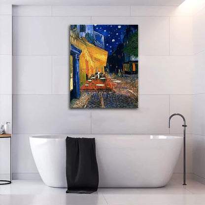 dgbtcart Cafe Terrace At Night by Vincent Van Gogh Artwork Poster, Classic Wall Art Canvas Print for Bedroom Bathroom Decor - 16"x24"