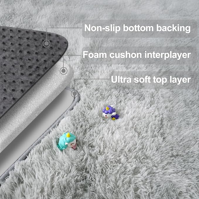 qulint Small Rugs for Bedroom, Fluffy 2x3 Area Rug for Besides Soft Shag Fuzzy Throw Rug for Boys Room, Plush Shaggy Alfombras for Kids Boys and Girls Dorm Home Decor (2ft x 3ft, Tie-Dyed Grey)