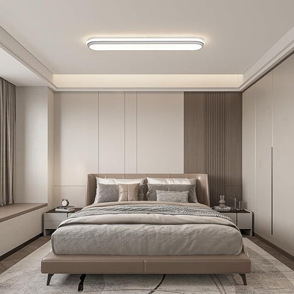 Smart LED Flush Mount Ceiling Light,28.3 Inch 45W Dimmable Modern Linear Metal Wraparound Lamp with Remote Control,Bright Energy Efficient Lighting Fixture for Kitchen Dining Room