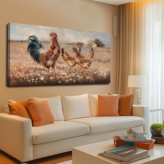 LEVERUP Animal Pictures Wall Decor Nature Pictures Wall Artwork Tan Wall Decor for Dining Room Bedroom Office Home Wall Decoratios 24×48 Inch