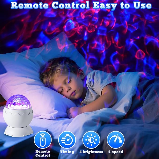 Galaxy Light Projector, 2-in-1 Night Light Projector, Timer & Remote Control, Galaxy Projector for Bedroom & Gift for Kids, Birthday, Christmas, White