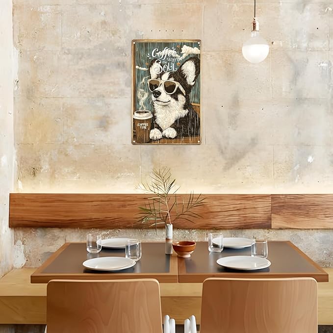 Vintage Metal Wall Decor 8x12in Posters - Coffee Warms The Soul Man Cave Decor Room And Café Decor