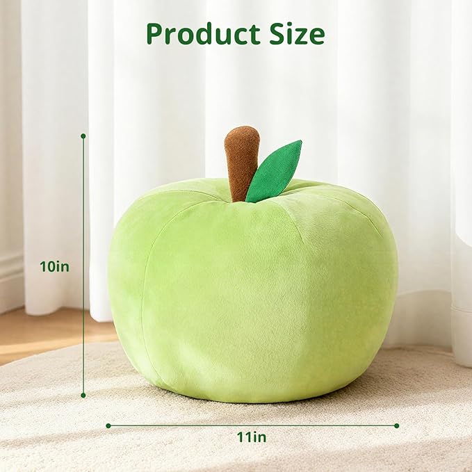 LANPU Cute Apple Shaped Plush Pillow – Soft Fruit Cushion for Couch, Sofa, or Bed, Adorable Decorative Throw Pillow for Room, Living Room & Home Decor (11 Inch, Red)