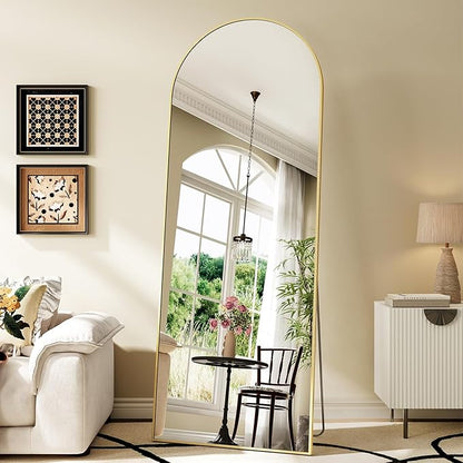 Mirror Full Length, 28"x71" Large Arched Floor Full Length Mirror with Stand, Room Decor Big Full Body Floor Mirror with HD Tempered Glass Aluminum Frame for Bedroom Living Room, Gold