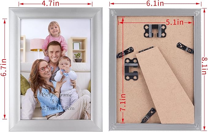 Giftgarden 5x7 Picture Frame Silver Set of 12, Multi Modern 5 by 7 Photo Frames Bulk for Wall or Tabletop Display