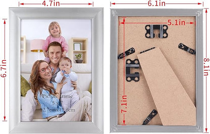 Giftgarden 5x7 Picture Frame Silver Set of 12, Multi Modern 5 by 7 Photo Frames Bulk for Wall or Tabletop Display