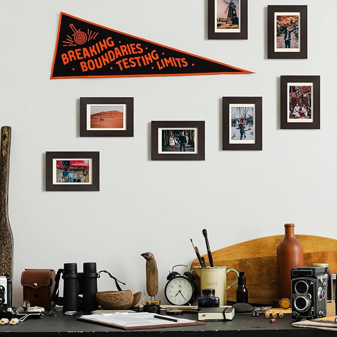 Momentworth 4x6 Picture Frame with Mat for 3.5x5, Distressed Black Wood Grain Gallery Wall Picture Frames for Tabletop or Wall Mounting(4 Pack, Black)