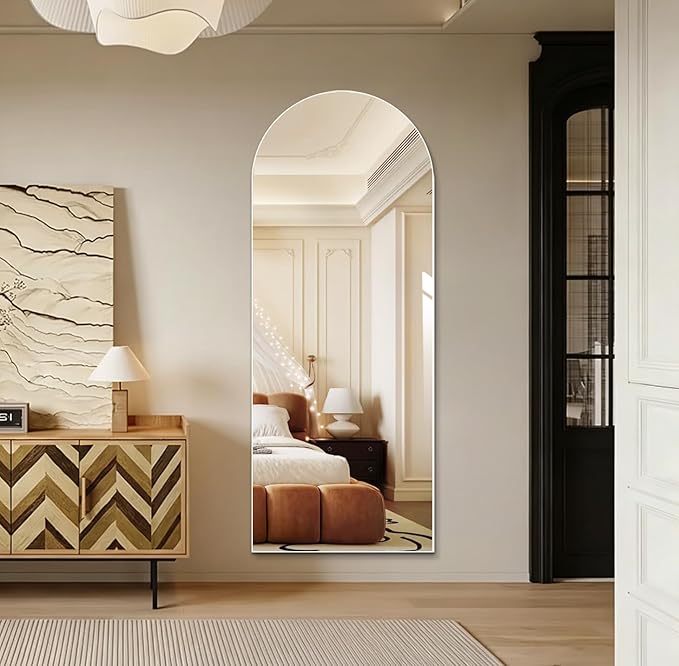 Niccy 61"×24" Frameless Arched Full Length Mirrors, Long Wall-Mounted Mirror for Living Room, Large Full Body Floor Mirror, Explosion-Proof Tall Hanging-Mirror for Bathroom Bedroom Entryway Decor