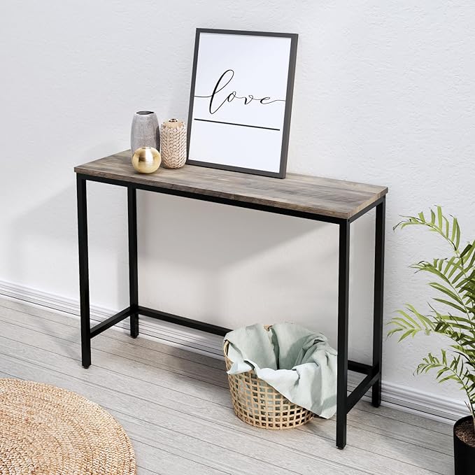 Timberer 39.4” Console Table, Hallway Entrance Table Sofa Table Behind Couch, for Living Room, Entryway, Easy Assembly, Accent Table,Grey