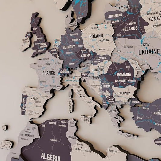 Colorfull Worlds 3D Wooden World Map Wall Art - Premium Multicolored World Travel Map for Wall Decor with Push Pins- Ideal Housewarming Gift & Travel Tracker (XLarge, Nimbus)