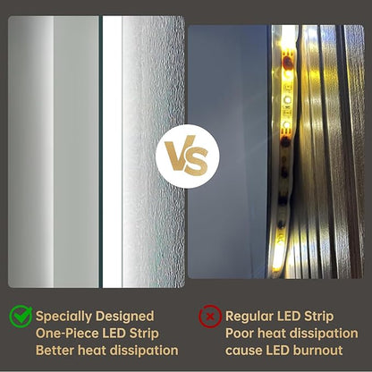 LOVESPEJO 24"x36" Backlit Mirror Bathroom, LED Bathroom Mirror with Motion Sensor, Fogless, Dimmable, 3 Color Changing, Shatterproof, Horizontal/Vertical
