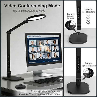 NS LED Desk Lamp 2 Pack, LED Desk Light for Home Office & Video Calls, Adjustable 3000K-6500K Office Lamp with Remote Control, Timer, Memory, CRI95+, Dimmable Desktop Lamp