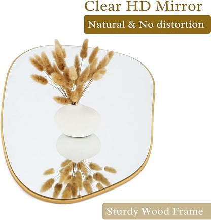 PERFNIQUE Irregular Wall Mirror Asymmetrical Mirror, 16''x12'' Gold Mirror for Bathroom Bedroom Living Room Entryway, Decorative Modern Wall Decor, Wall Mounted (Gold, 16''x12'')