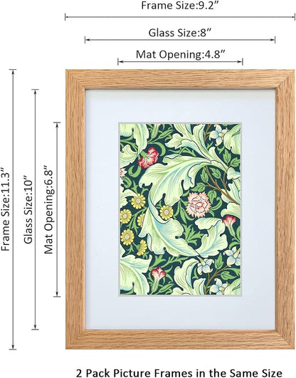 8x10 Picture Frame Set of 4 OAK Solid Wood with Real Glass for Pictures 5x7 with Mat or 8x10 Without Mat, Wall Mount or Tabletop Gallery Photo Frames(4 Pack, Oak)