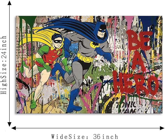 Yatsen Bridge Banksy Superhero Wall Art Paintings, Inspirational Canvas Paintings, Graffiti Pop Art Posters And Prints for Home Decor Ready to Hang - 36x24 inch