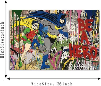 Yatsen Bridge Banksy Superhero Wall Art Paintings, Inspirational Canvas Paintings, Graffiti Pop Art Posters And Prints for Home Decor Ready to Hang - 36x24 inch
