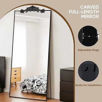 Antok 65"x22" Oversized Full Length Mirror, Extra Large Floor Mirror Freestanding or Wall-Mounted Mirror for Bedroom, Living Room, Cloakroom, Black