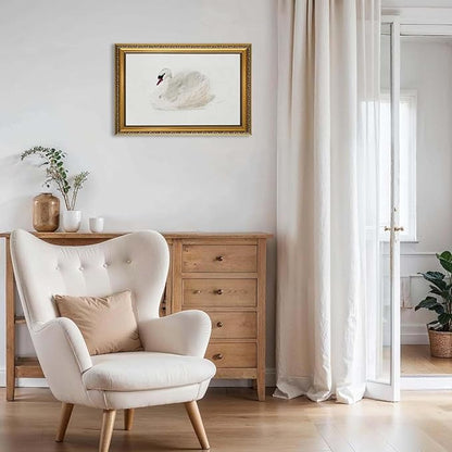 YD&YZY Gold Framed Vintage Wall Art Classic Swan Canvas White Swan Wall Decor Rustic Farmhouse Watercolor Retro Art Painting Picture Print Artwork for Bedroom Bathroom Office 16x24 inch Framed