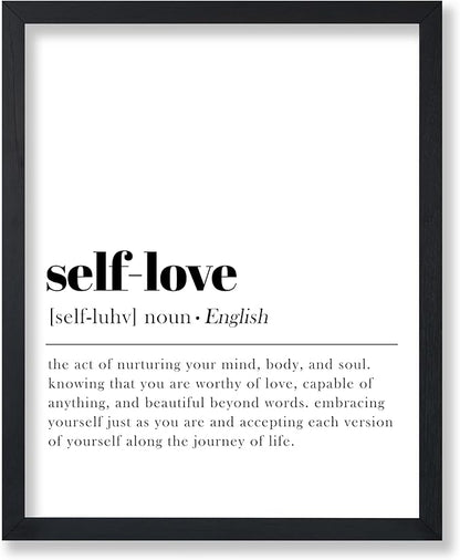 Poster Master Definition of Self Love Print - Typography Poster - Dictionary Art - Minimal Gift for Men & Women - Motivational Decor for Bedroom, Living Room or Dorm - 8x10 UNFRAMED Wall Art