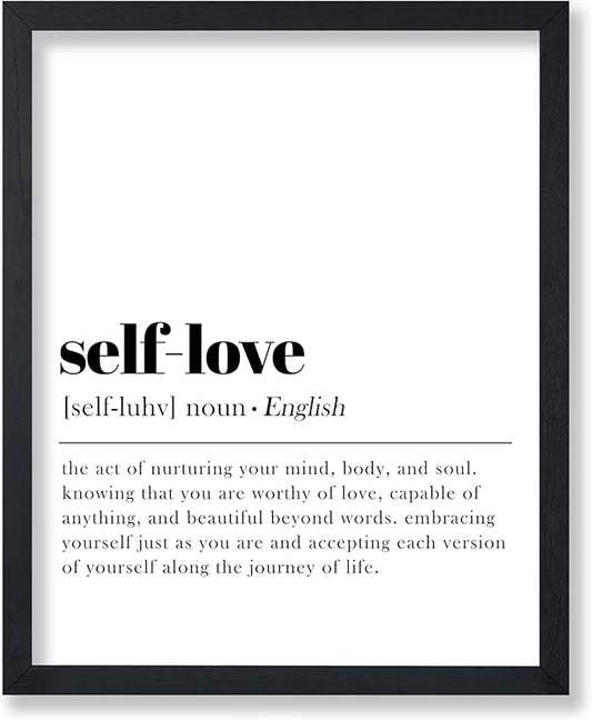 Poster Master Definition of Self Love Print - Typography Poster - Dictionary Art - Minimal Gift for Men & Women - Motivational Decor for Bedroom, Living Room or Dorm - 16x20 UNFRAMED Wall Art