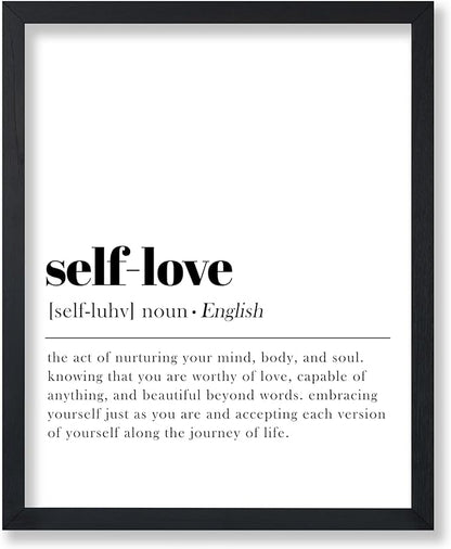 Poster Master Typography Poster - Dictionary Print - Self Love Definition, Nurturing your Mind and Soul, Worthy, Motivational - Gift for Family, Friend - Wall Decor for Home, 18x24 Unframed Wall Art
