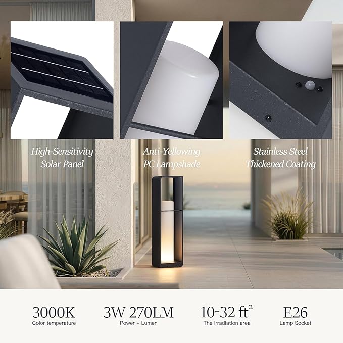 Smart Floor Lamp Dimmable, Cordless Dusk to Dawn Solar Lanterns Outdoor, Large Led Corner Floor Lamps with Remote Control, IP65 Waterproof Outdoor Lamp for Patio Driveway Garden Yard Lawn Decor