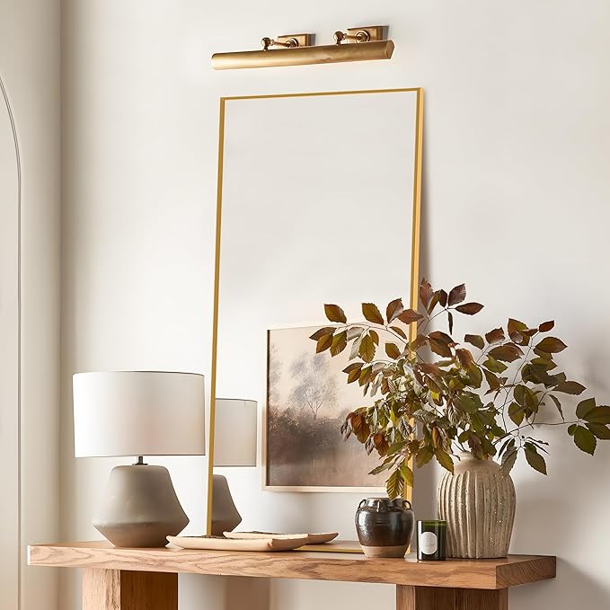 NicBex Full Length Mirror with Stand, 57"x 20" Gold Full Body Mirror, Aluminum Alloy Frame Floor Mirror, Free Standing Mirror, Wall-Mounted, for Bedroom Living Room Dressing Room